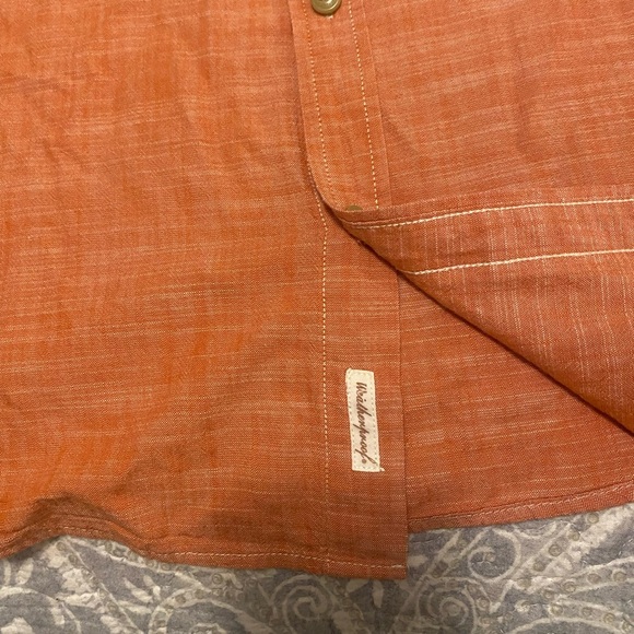 XXL WEATHERPROOF vintage orange short sleeve button down men's shirt 100% cotton - Picture 8 of 8